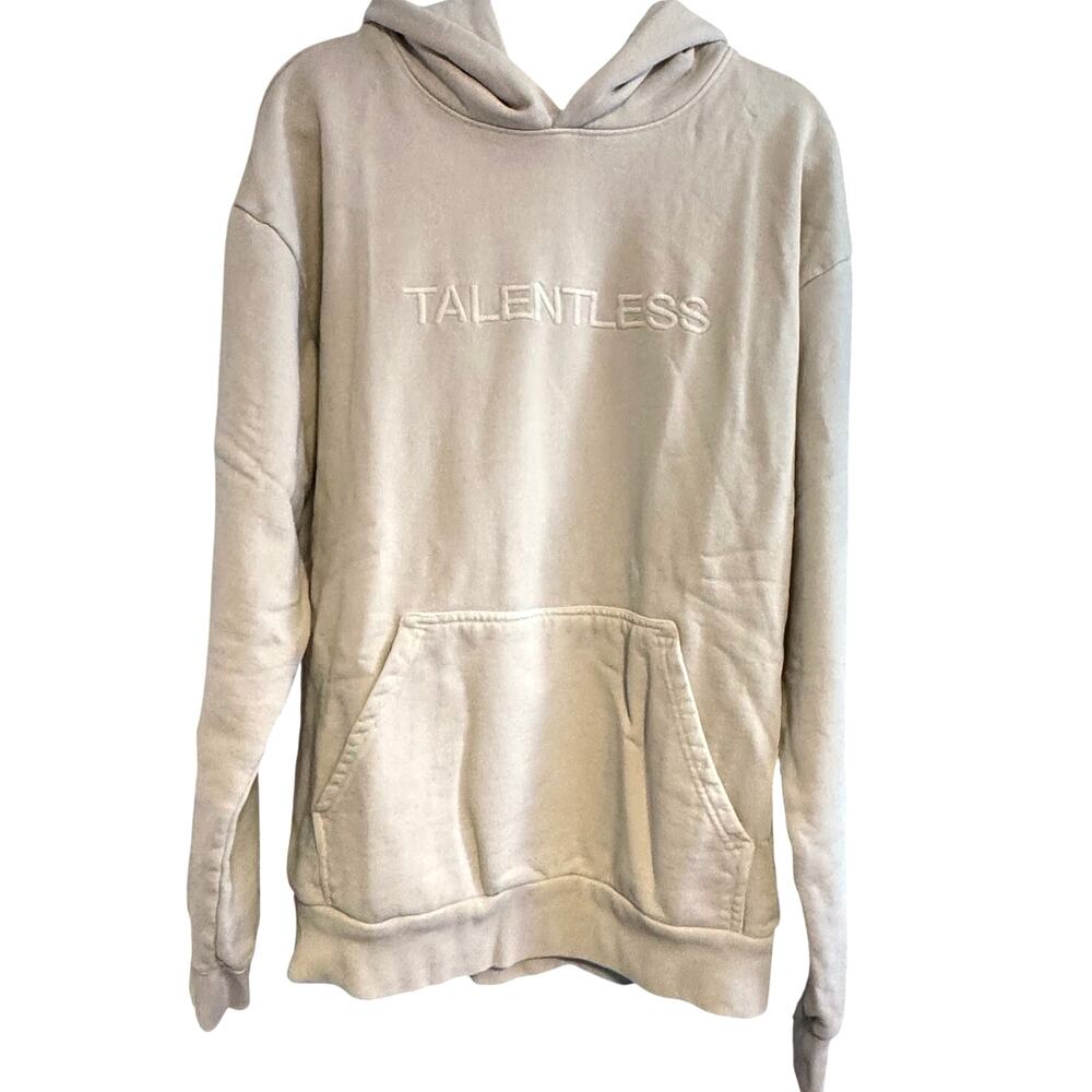 •NWT• TALENTLESS embroidered Logo Hoodie in Bone • Large